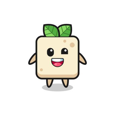 Tişört, çıkartma, logo elementi gibi garip pozları olan bir tofu karakterinin çizimi