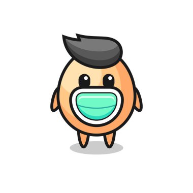 Maske takan sevimli yumurta karikatürü, tişört, çıkartma, logo elementi için şirin bir tasarım.