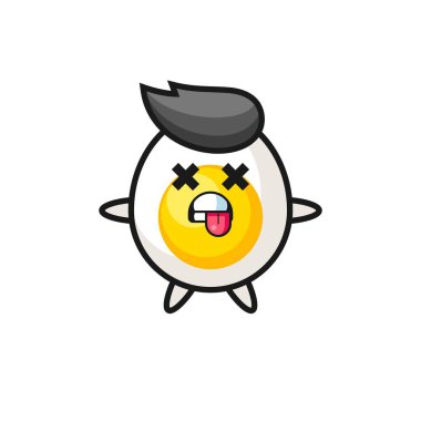 Mutlu bebek haşlanmış yumurta çizgi film karakteri, tişört, etiket, logo elementi için şirin tasarım.