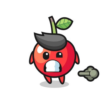 Osuran kiraz çizgi filminin çizimi, tişört, çıkartma, logo elementi için şirin bir tasarım.