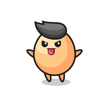 Alaycı poziyondaki yaramaz yumurta karakteri, tişört, etiket, logo elementi için şirin tasarım