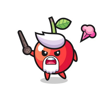 Şirin vişneli büyükbaba sinirlenmeye başladı. Tişört, çıkartma ve logo için şirin bir tasarım.