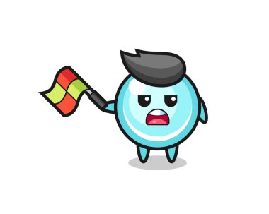 çizgi film yargıcı olarak bayrağı 45 derecelik açıyla kaldırın, tişört, çıkartma, logo elementi için şirin bir tasarım