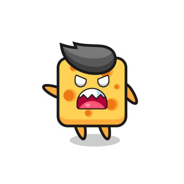 Peynir çizgi filminin hayal kırıklığına uğramış ifadesi, tişört, etiket, logo elementi için şirin bir tasarım.