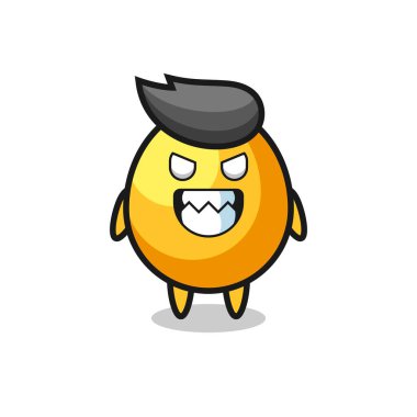 Altın yumurta maskot karakterinin şeytani ifadesi. Tişört, çıkartma, logo elementi için şirin bir tasarım.