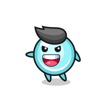 çok heyecanlı pozlu balon karikatürü, tişört, etiket, logo elementi için şirin tasarım