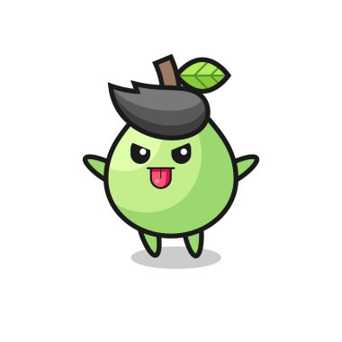 Alaycı poziyondaki yaramaz guava karakteri, tişört, etiket, logo ögesi için şirin tasarım