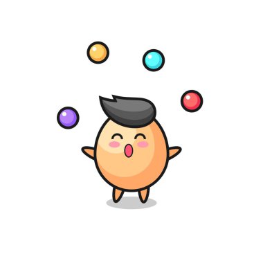 Yumurta sirki çizgi filmi, top hokkabazlığı, tişört, çıkartma, logo elementi için şirin bir tasarım.