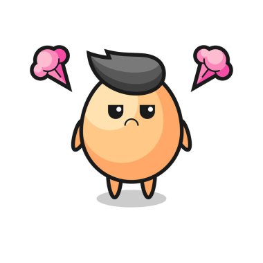 Sevimli yumurta çizgi film karakterinin rahatsız edici ifadesi, tişört, etiket, logo elementi için şirin tasarım.