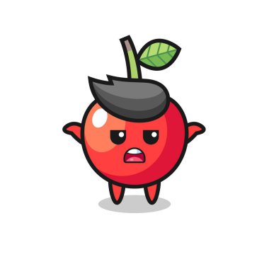Vişne maskotu karakteri, ne bileyim, tişört, çıkartma, logo elementi için şirin bir tasarım diyor.