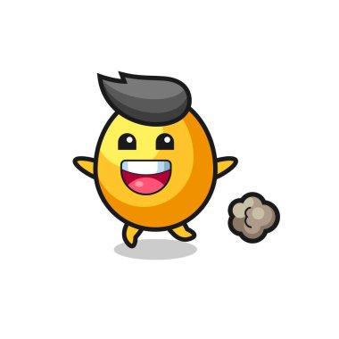 Koşu pozlu mutlu altın yumurta karikatürü, tişört, çıkartma, logo elementi için şirin bir tasarım.