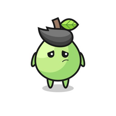 Guava çizgi film karakterinin tembel jesti, tişört, etiket, logo elementi için şirin tasarım