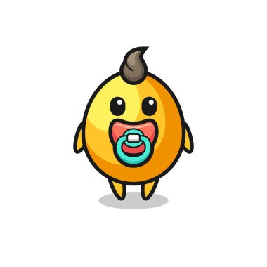 Emziği olan altın yumurta çizgi film karakteri, tişört, çıkartma, logo elementi için şirin bir tasarım.