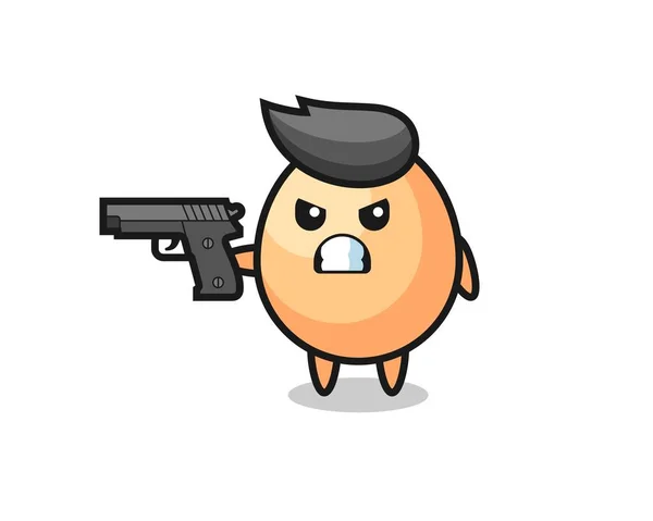 Tir Personnage Oeuf Mignon Avec Pistolet Conception Style Mignon Pour — Image vectorielle