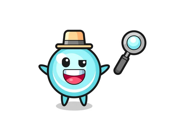 Illustration Bubble Mascot Detective Who Manages Solve Case Cute Style — Stock Vector