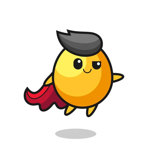 Lindo Personaje Superhéroe Huevo Dorado Está Volando Lindo Diseño Estilo — Vector de stock