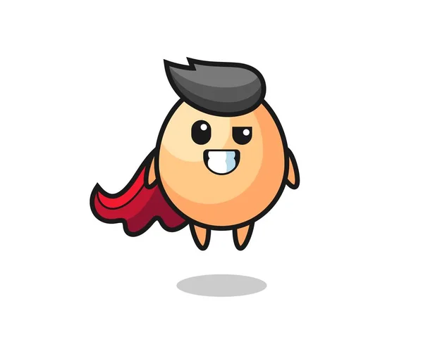 Personaje Lindo Huevo Como Superhéroe Volador Diseño Estilo Lindo Para — Vector de stock