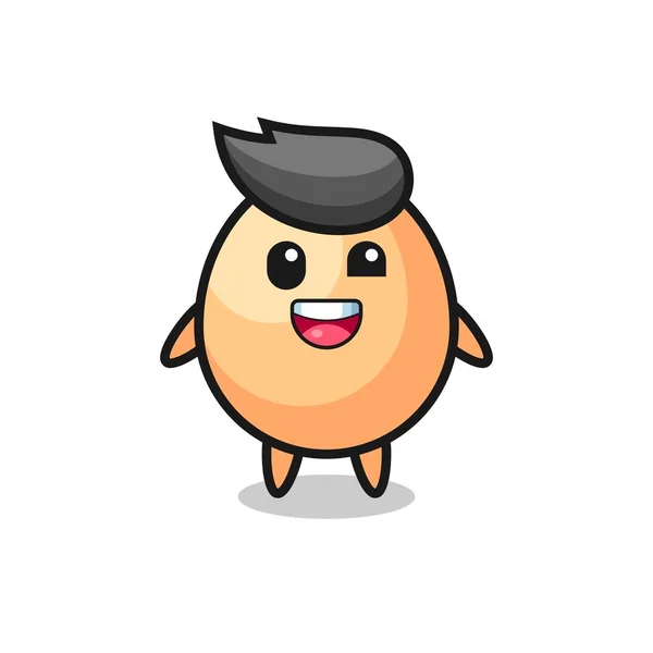Garip Pozları Olan Yumurta Karakteri Tasviri Tişört Etiket Logo Elementi — Stok Vektör
