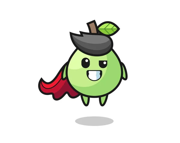 Personaje Guayaba Lindo Como Superhéroe Volador Diseño Estilo Lindo Para — Vector de stock