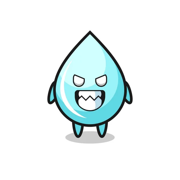 Expresión Malvada Del Personaje Mascota Linda Gota Agua Diseño Estilo — Vector de stock