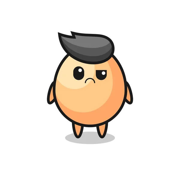 Mascota Del Huevo Con Cara Escéptica Diseño Estilo Lindo Para — Vector de stock