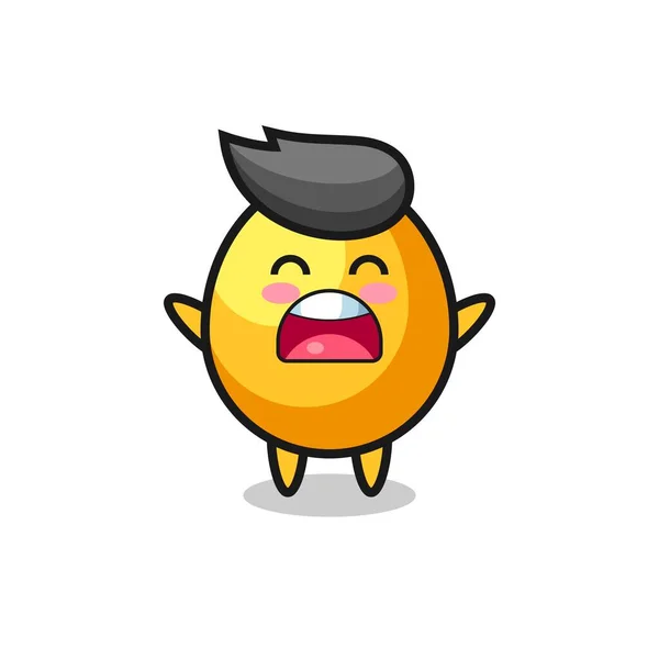 Cute Golden Egg Mascot Yawn Expression Cute Style Design Shirt — Stock Vector