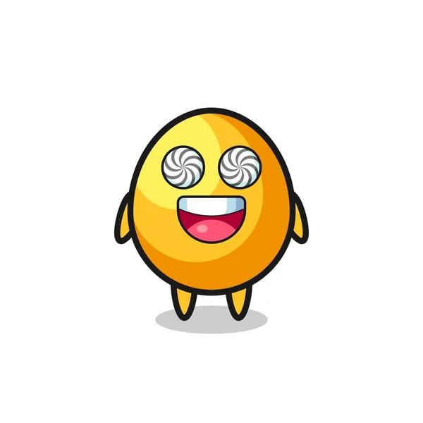 Cute Golden Egg Character Hypnotized Eyes Cute Style Design Shirt — Stock Vector