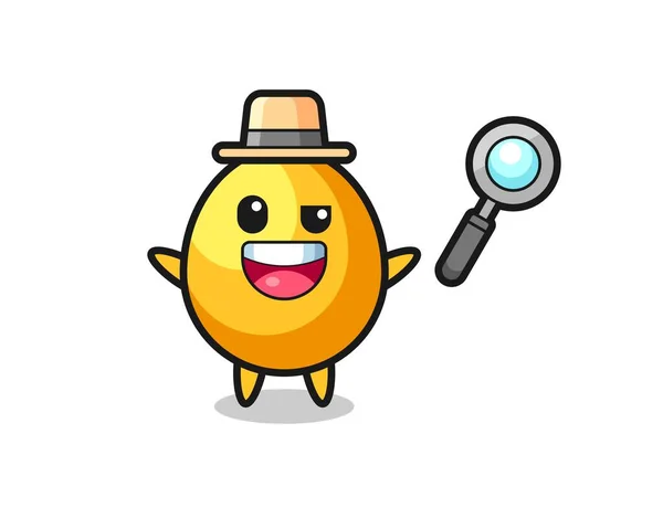 Ilustración Mascota Del Huevo Oro Como Detective Que Logra Resolver — Archivo Imágenes Vectoriales