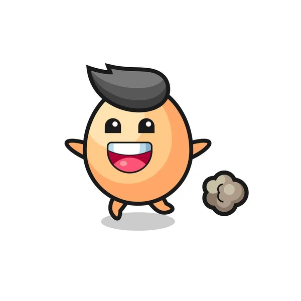 Happy Egg Cartoon Running Pose Cute Style Design Shirt Sticker — Stock Vector