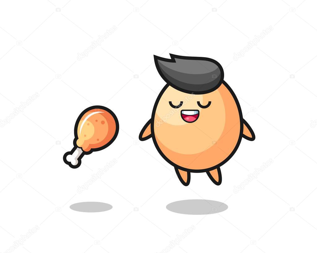 cute egg floating and tempted because of fried chicken , cute style design for t shirt, sticker, logo element