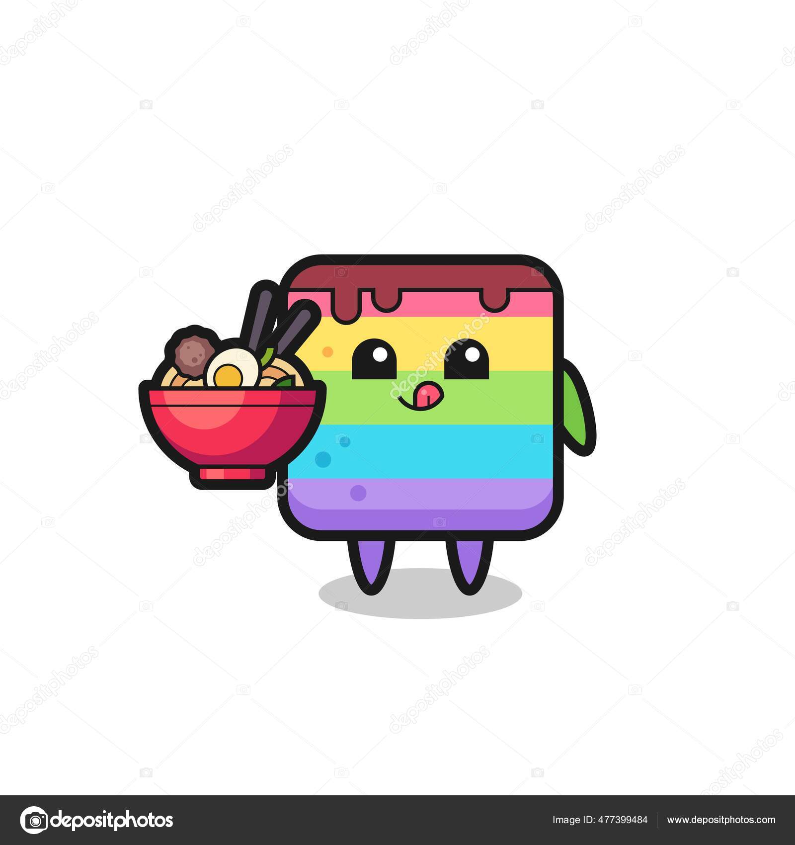 Cute Rainbow Cake Character Eating Noodles Cute Style Design Shirt Stock Vector Image By C Heriyusuf Rap Gmail Com