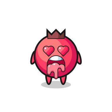 Sevimli bir yabanmersininin aşık olma ifadesi kalp şeklinde gözleri, tişört, çıkartma, logo elementi için şirin bir tasarım.