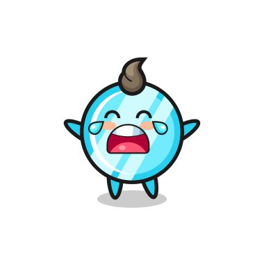 Ağlayan ayna, şirin bebek, tişört, çıkartma, logo elementleri için şirin tasarım.