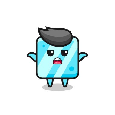 Buz küpü maskotu karakteri, ne bileyim, tişört, çıkartma, logo elementi için şirin bir tasarım diyor.