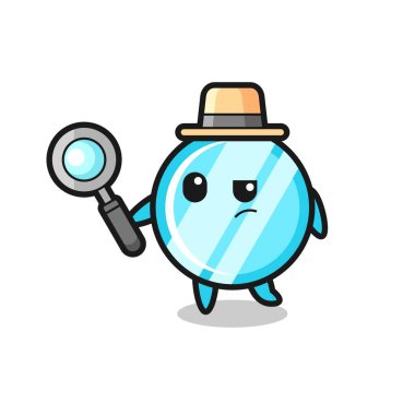 Ayna dedektifi bir davayı inceliyor. Tişört, çıkartma ve logo için şirin bir tasarım.