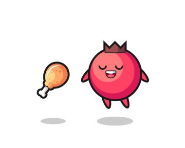 Şirin yaban mersini yüzüyor ve kızarmış tavuk yüzünden cezbedildi. Tişört, çıkartma, logo elementi için şirin bir tasarım.