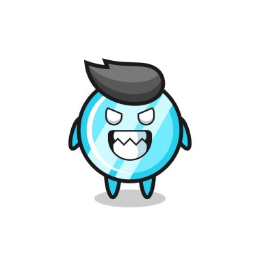 Aynanın şeytani ifadesi sevimli maskot karakteri, tişört, çıkartma, logo elementi için şirin tasarım.