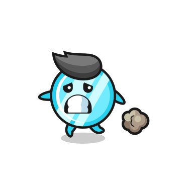 Korkuyla çalışan aynanın çizimi, tişört, etiket, logo ögesi için şirin bir tasarım