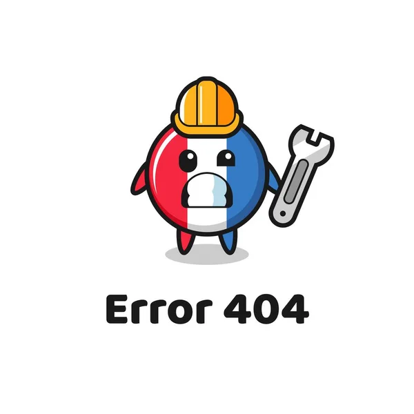 Error 404 Cute France Flag Badge Mascot Cute Style Design — Stock Vector