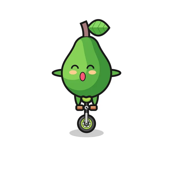 Cute Avocado Character Riding Circus Bike Cute Style Design Shirt — Stock Vector
