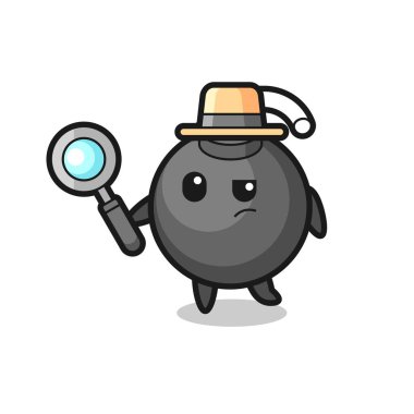 Bomba dedektifi bir davayı inceliyor. Tişört, çıkartma ve logo için şirin bir tasarım.