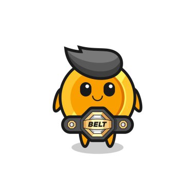 Kemerli para maskotu, tişört, çıkartma ve logo elementleri için şirin bir tasarım.