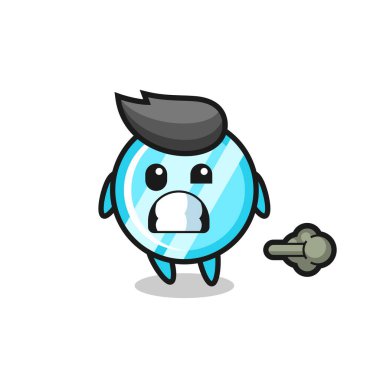 Ayna karikatürünün osurması, tişört, çıkartma, logo elementi için şirin bir tasarım.