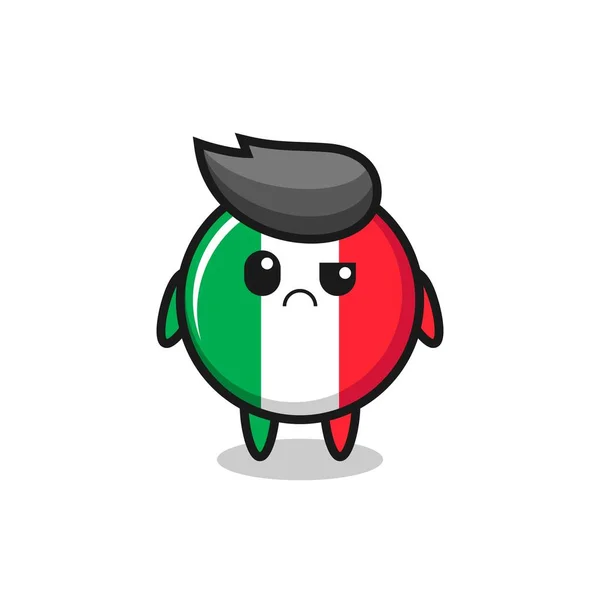懐疑的な顔をしたイタリア国旗のマスコット Tシャツ ステッカー ロゴ要素のかわいいデザイン — ストックベクタ