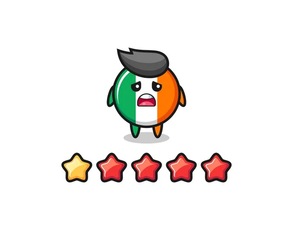 Ilustracja Zła Ocena Klienta Irlandzka Flaga Odznaka Ładny Charakter Gwiazdką — Wektor stockowy