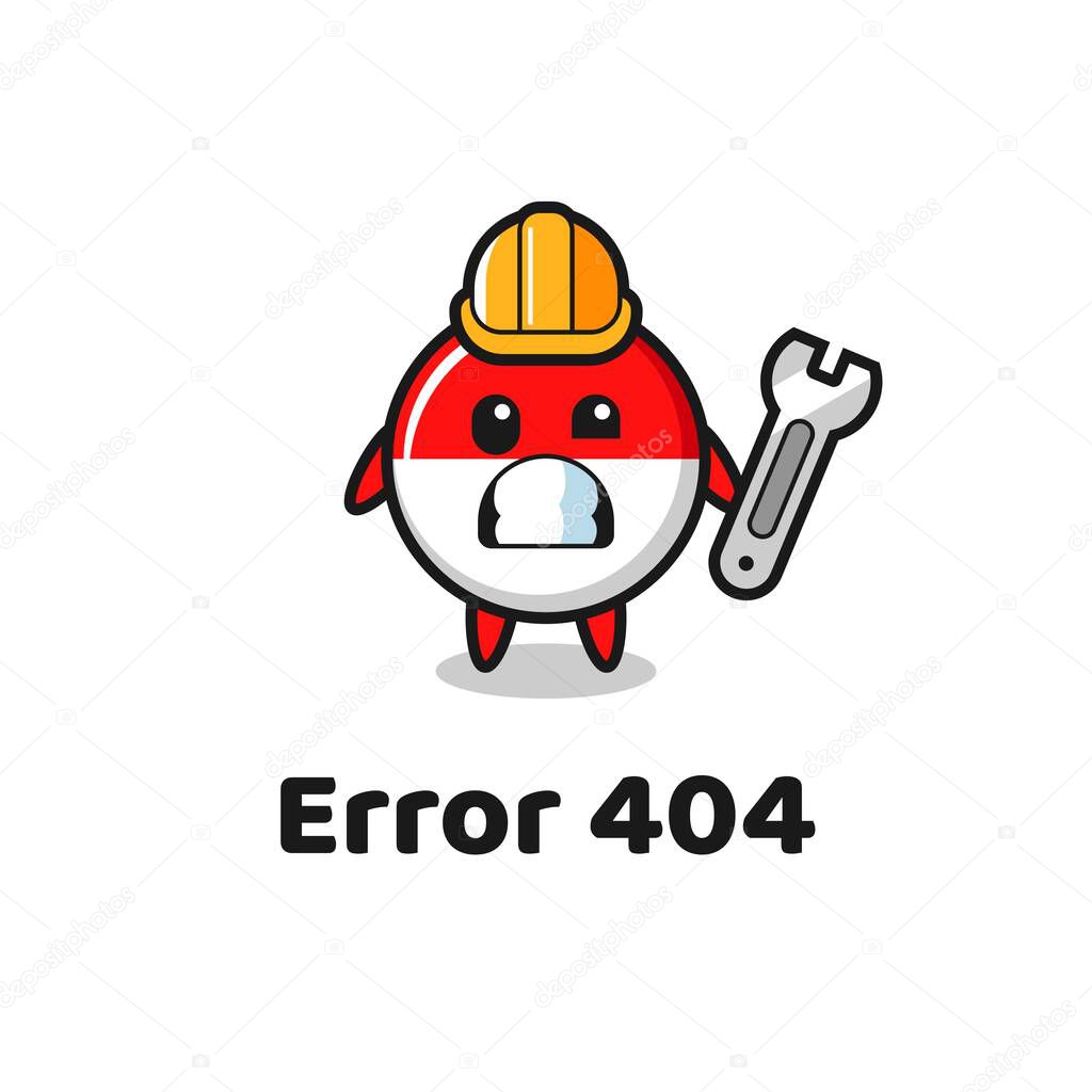 error 404 with the cute indonesia flag badge mascot , cute style design for t shirt, sticker, logo element