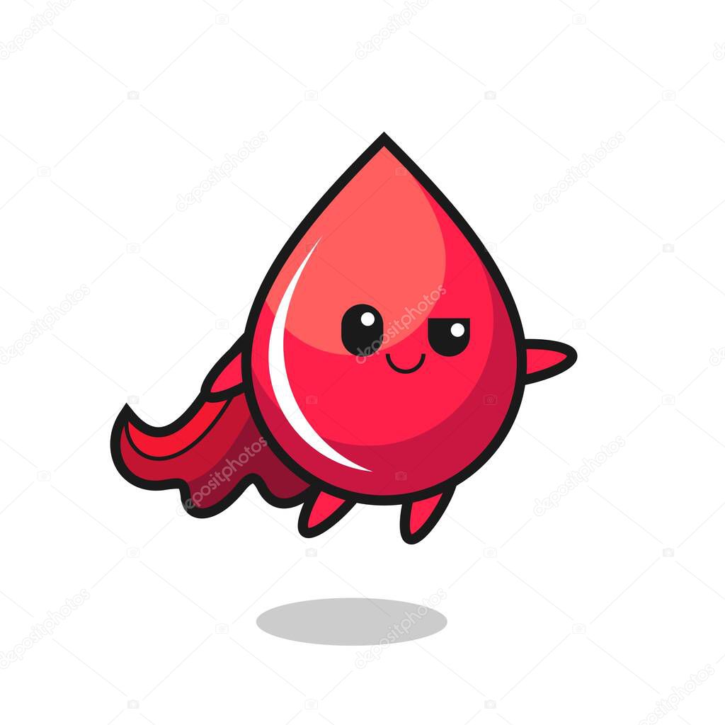 cute blood drop superhero character is flying , cute style design for t shirt, sticker, logo element