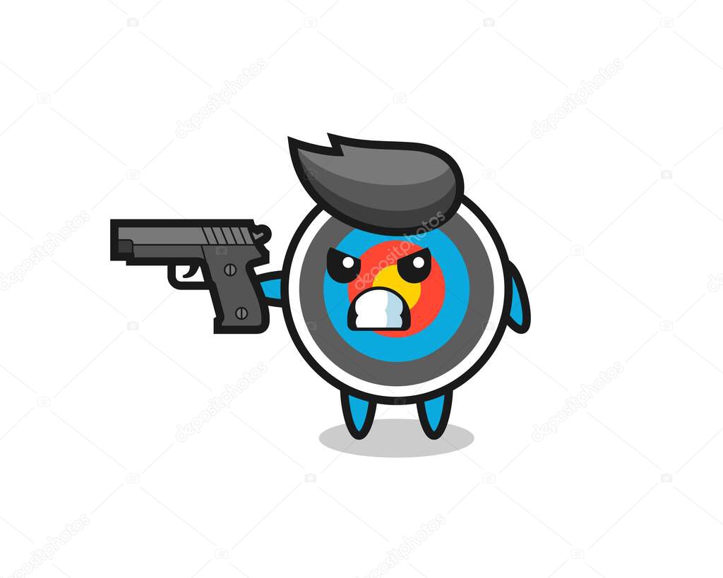The cute target archery character shoot with a gun , cute style design for t shirt, sticker, logo element