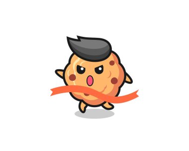 Şirin çikolatalı kurabiye çizimi bitişe ulaşıyor, tişört, çıkartma, logo elementi için şirin bir tasarım.