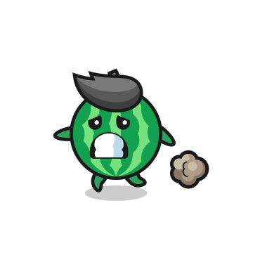 Korkuyla çalışan karpuzun çizimi, tişört, çıkartma, logo elementi için şirin tasarım